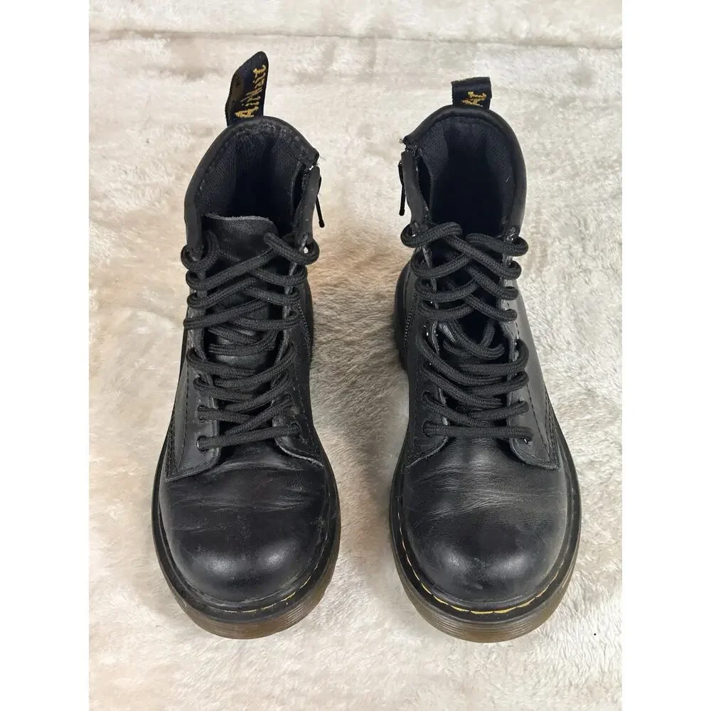 Dr Martens 1460 J Boots Kids Size 13 Leather Lace Up Side Zip Comfort Shoes